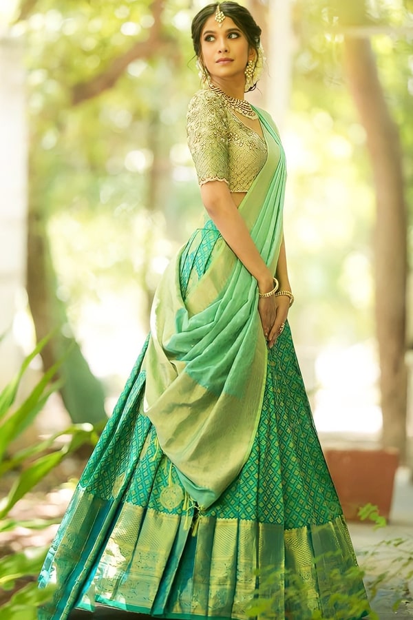 Modern kerala kasavu trendy half saree designs