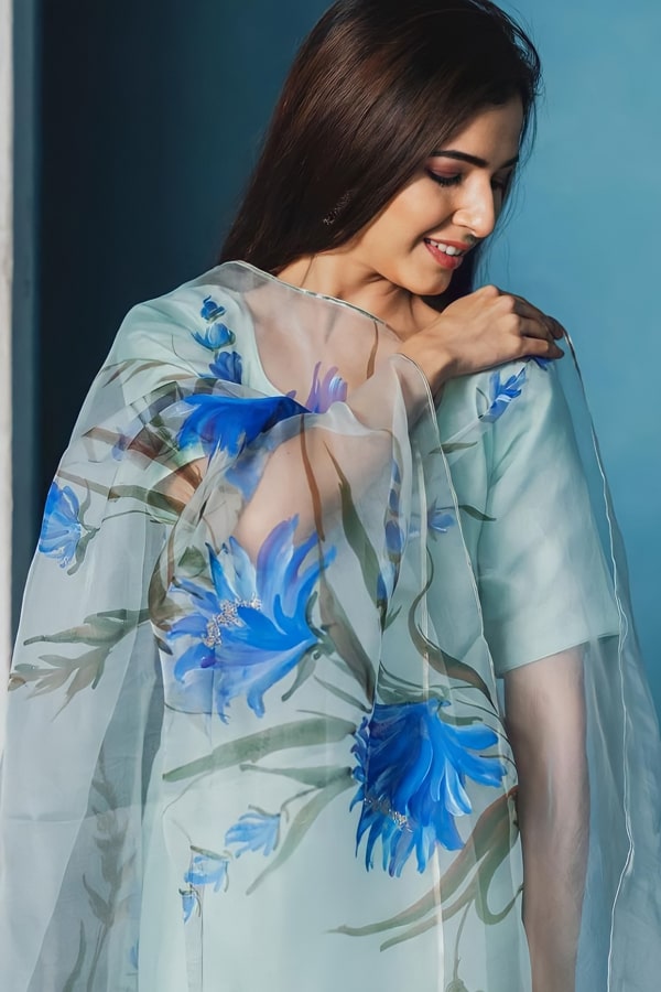 Modern simple plazo suit design 2021 Pink blue - Anaya Designer Studio