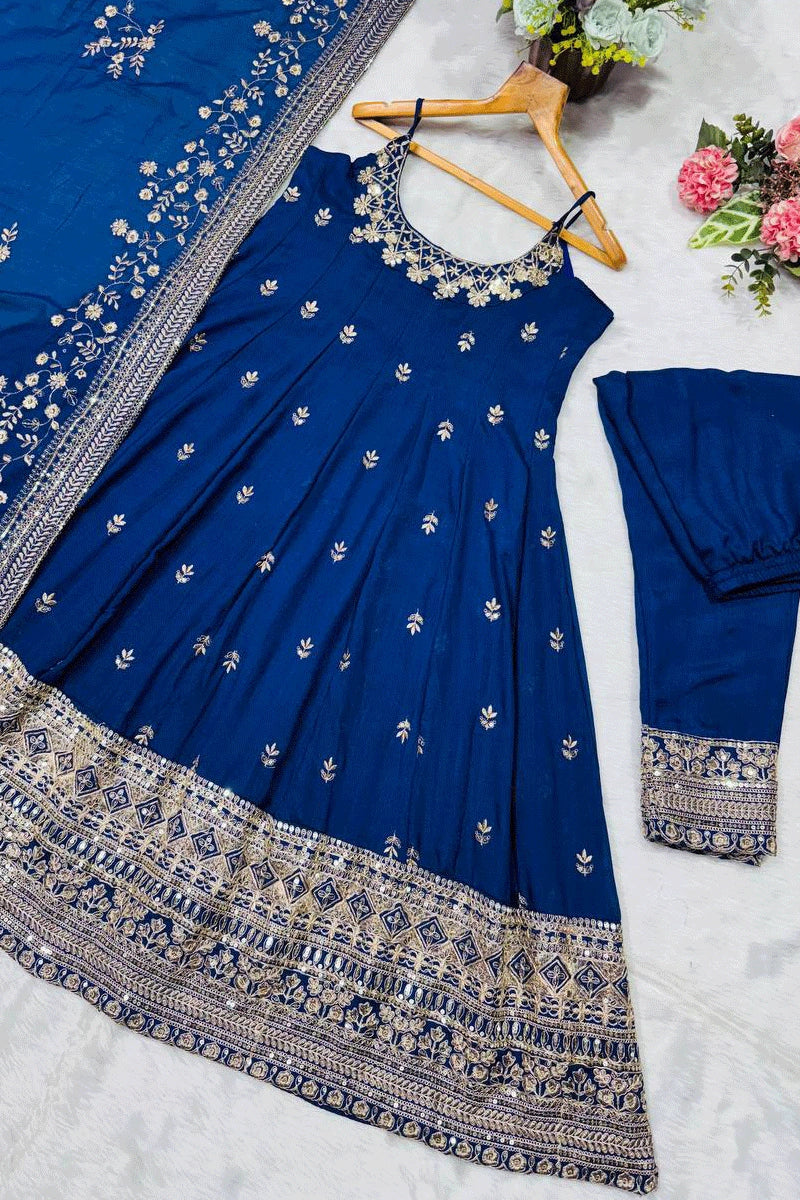Alveera Premium Quality Blue Anarkali Suit Set XL(42) Alveera Premium Quality Blue Anarkali Suit Set XL(42)