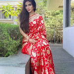 Mouni Roy Karva Chauth Special Red Saree 2022