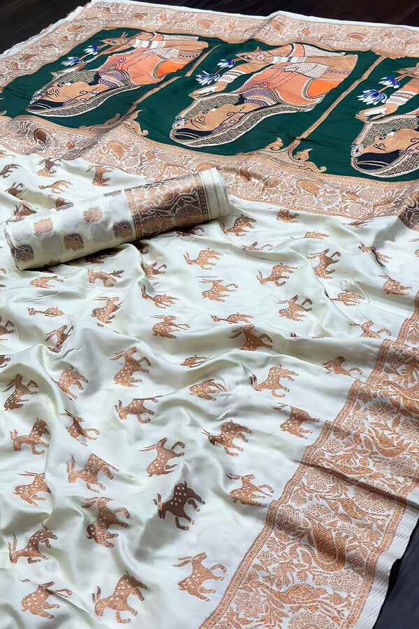 Mughal Print Saree For Girls