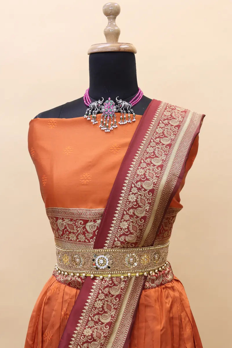 orange color naraynpet half saree