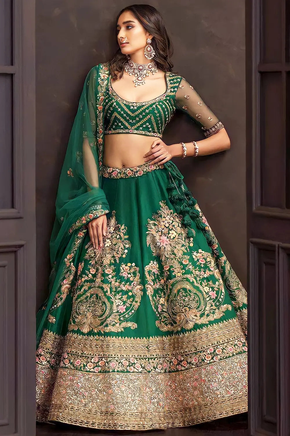 New Green Designer Bridal Lehenga Choli For Girls - Anaya Designer Studio