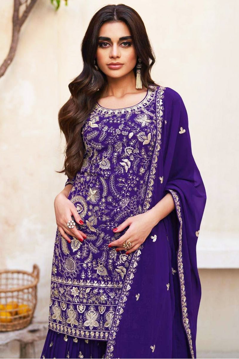 Purple Color Dress For Ladies