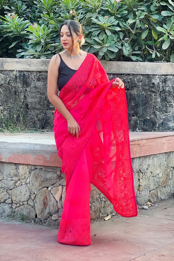 New Trend Sarees For Youngsters Red - Anaya Designer Studio