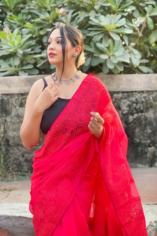 New Trend Sarees For Youngsters Red - Anaya Designer Studio