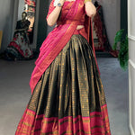 New Green And Pink Half Saree For Girl