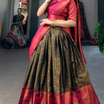 New Green And Pink South Indian Half Saree For Wedding