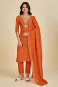Orange Cotton Kurti Set