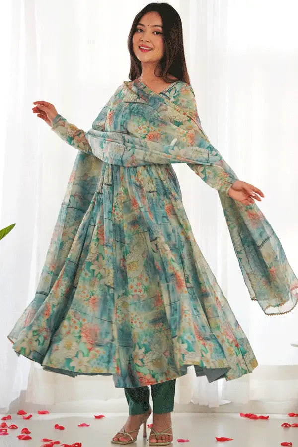 Organza Silk Gown For Raksha Bandhan