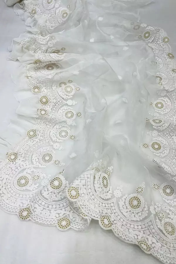 Organza Silk Saree For Wedding Guest