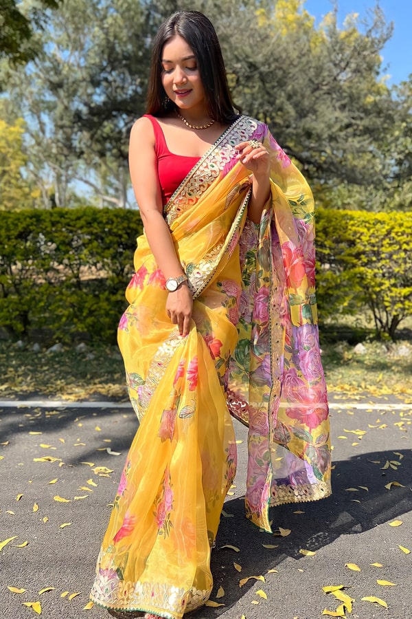 Party Wear Designer Organza Silk Saree With Rich Pallu For Wedding - Anaya Designer Studio