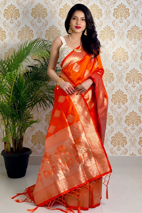Orange Paithani Saree Look For Wedding Season - Anaya Designer Studio