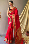 Paithani Silk Saree in Red Color 2022