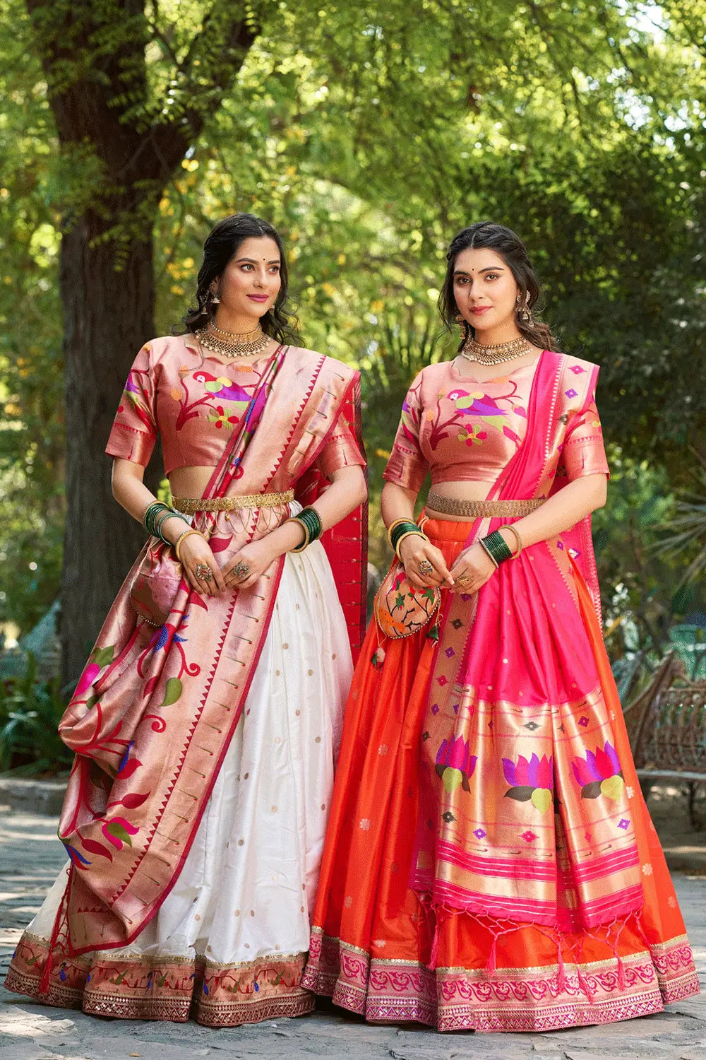 Jacquard Fabric Half Saree Collection In Marathi Look