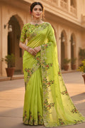 Parrot Green Saree