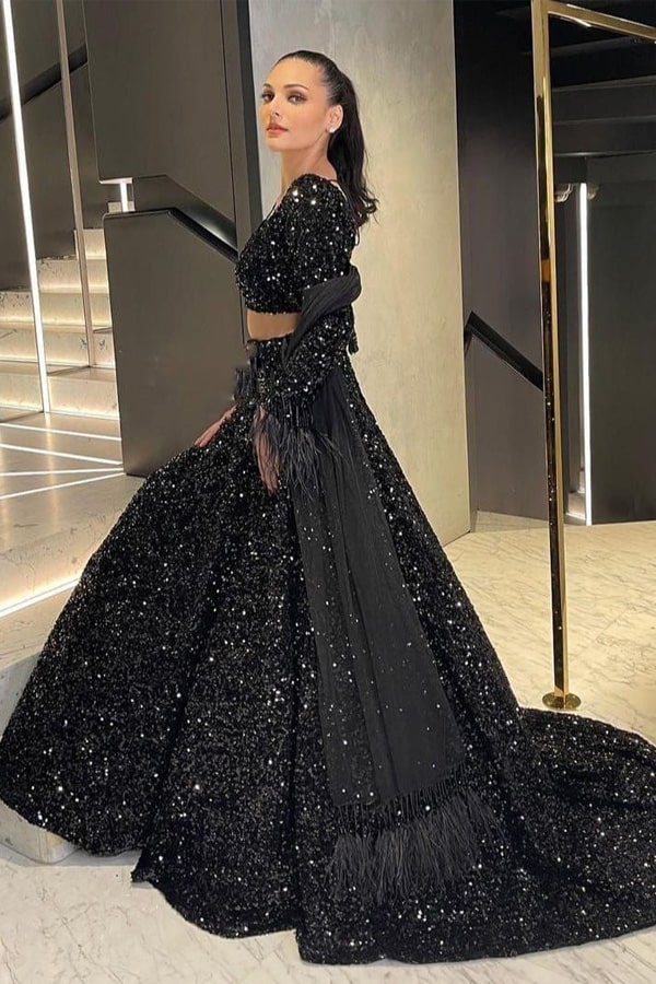 Party Wear Black Lehenga For Girl