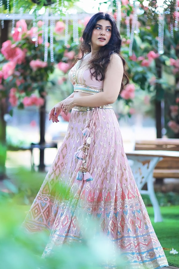 Party Wear Designer Crop Top Lehenga With Embroidery - Anaya Designer Studio