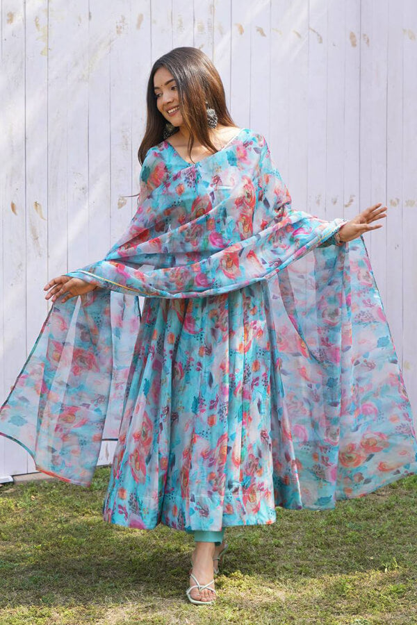 Party Wear Long Dress With Dupatta For Women