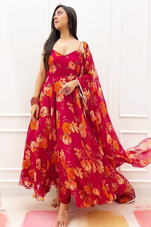 Party Wear Digital Print Long Gown For Women 2022 - Anaya Designer Studio