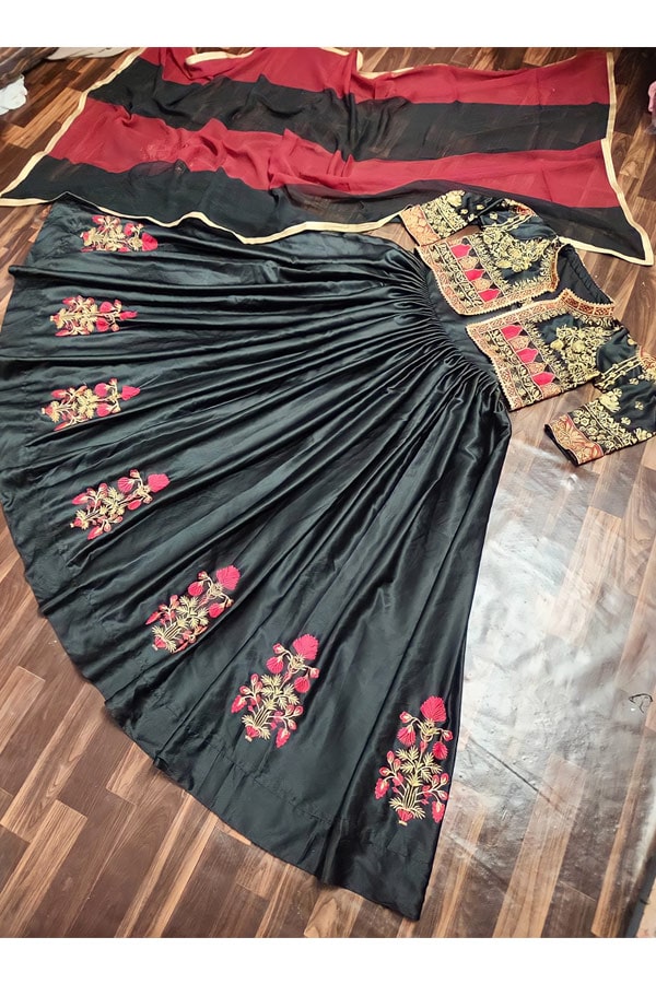 Party Wear Crop Top Lehenga With Jacket - Anaya Designer Studio