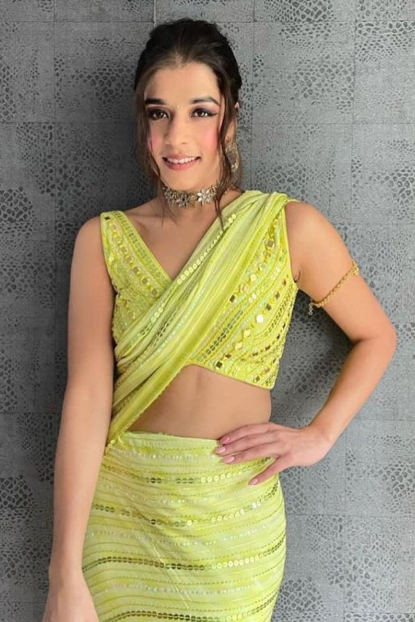 Party wear latest saree design 2021 Yellow - Anaya Designer Studio