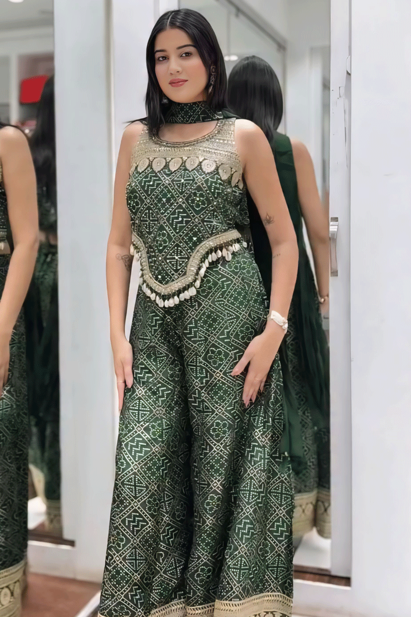 Ready To Wear Plazo Top With Dupatta For Party Wear