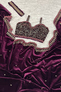 Party wear velvet saree