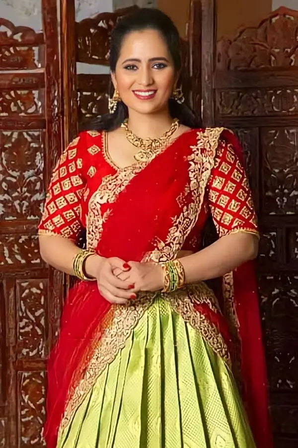 Modern Telugu Half Saree Function Stills For Women - Anaya Designer Studio