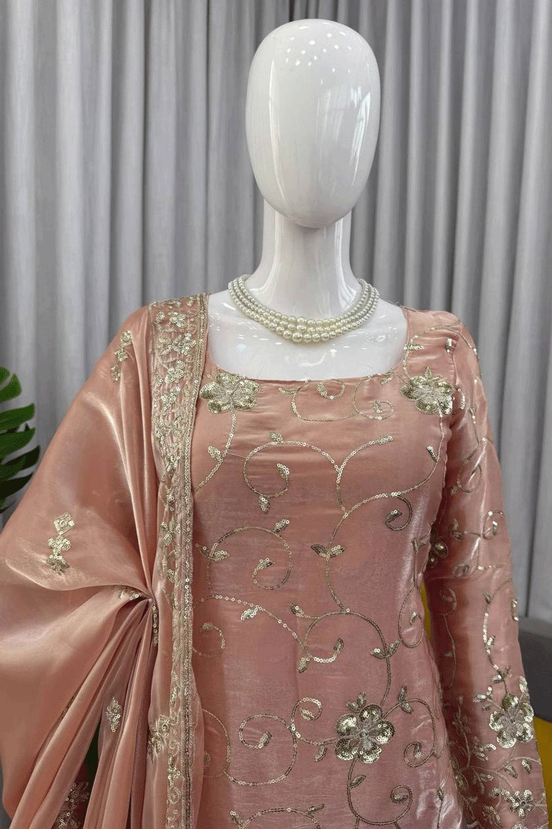Peach color jmc silk Sharara Suit 