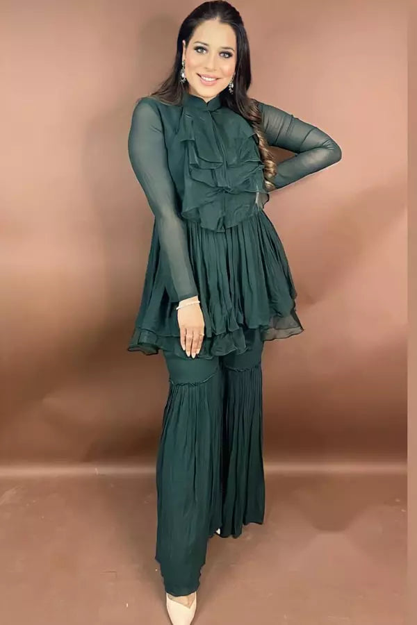 Designer Peplum Sharara Suit Set For Wedding 2022 - Anaya Designer Studio