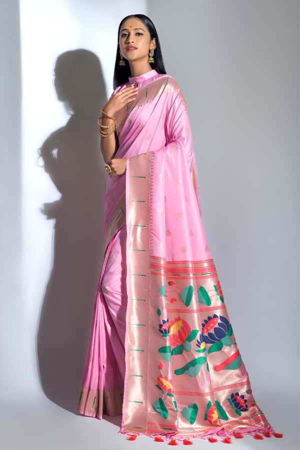 Pink Paithani Saree For Women