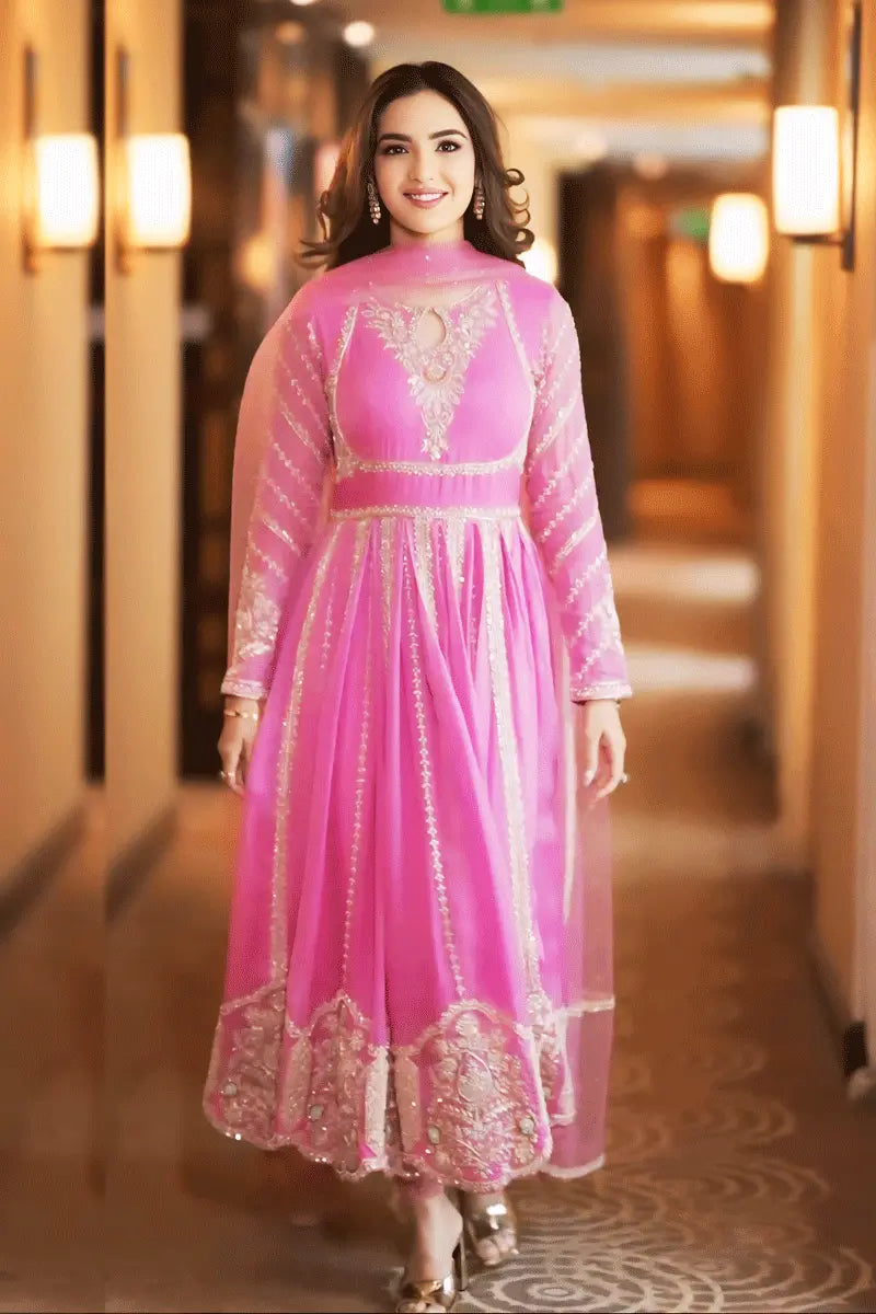 Anarkali dress with saree hotsell