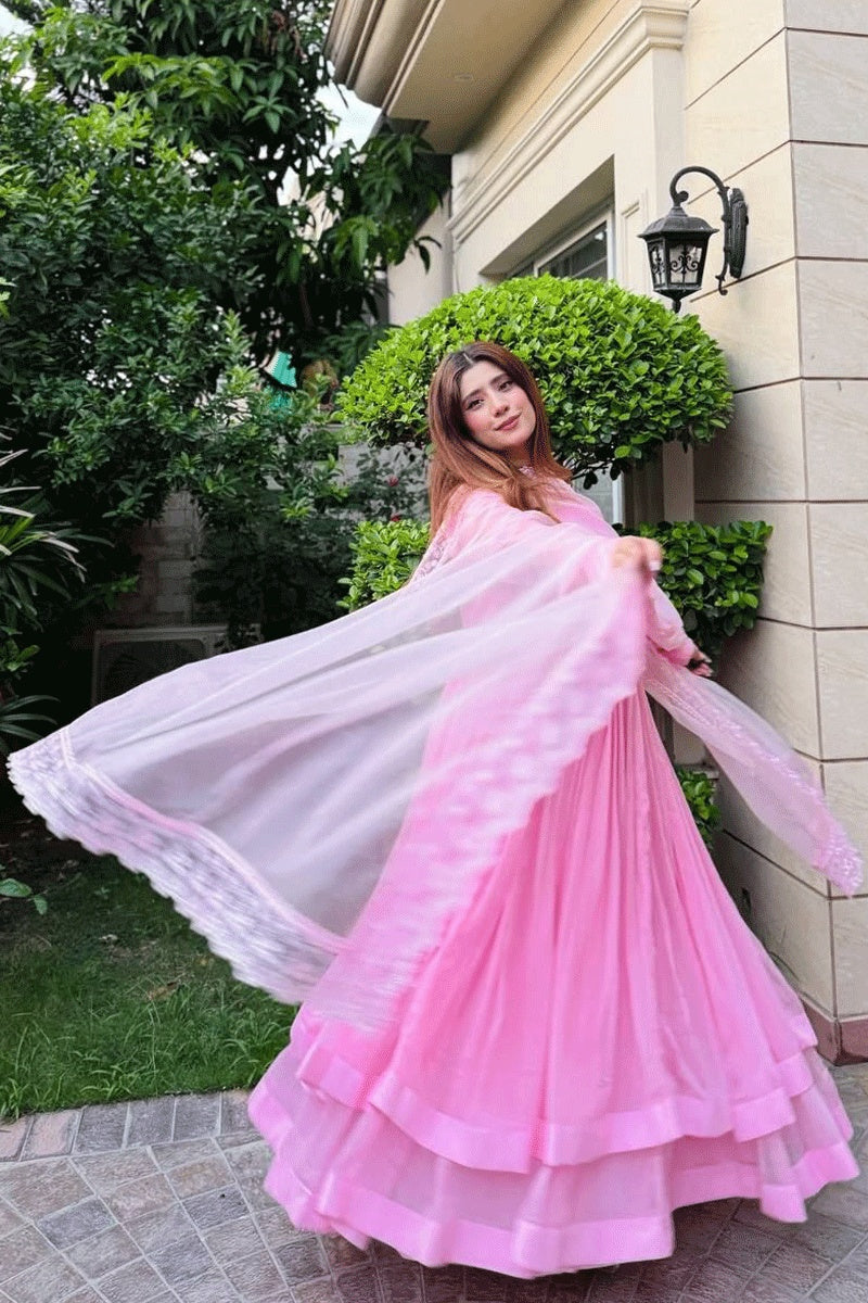  Pink Cotton Anarkali 