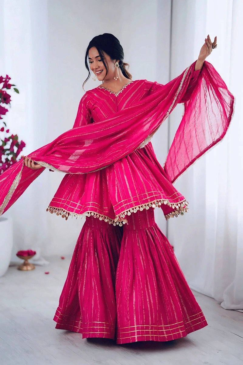 Pink Sharara suit for girls