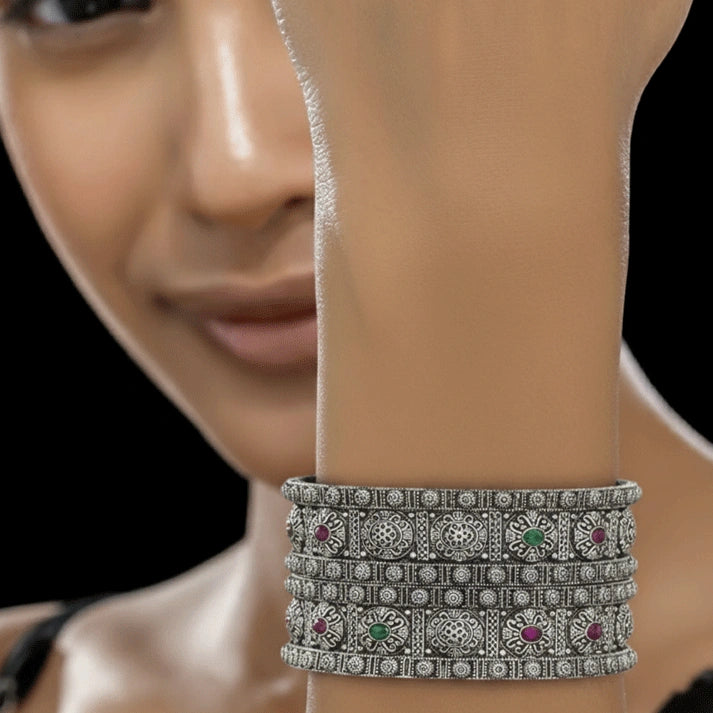 Pink and Green Stone Bangles