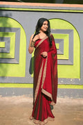 Plain Red Satin Saree for 2025