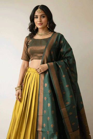 Kanjiveram Silk Half Saree For Pongal Festival