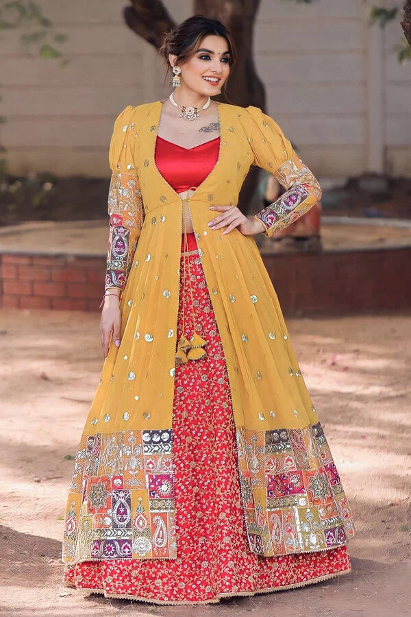 Prachi Solanki Latest Simple Lehenga With Long Jacket For Girls