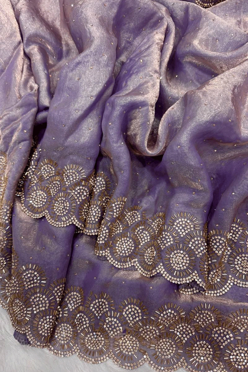 Premium Jarkan Diamond Work Saree for Brides & Guests