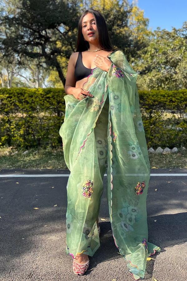 Latest Designer Floral Print Saree For Wedding 2022 - Anaya Designer Studio