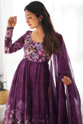 Purple Anarkali Gown With Dupatta