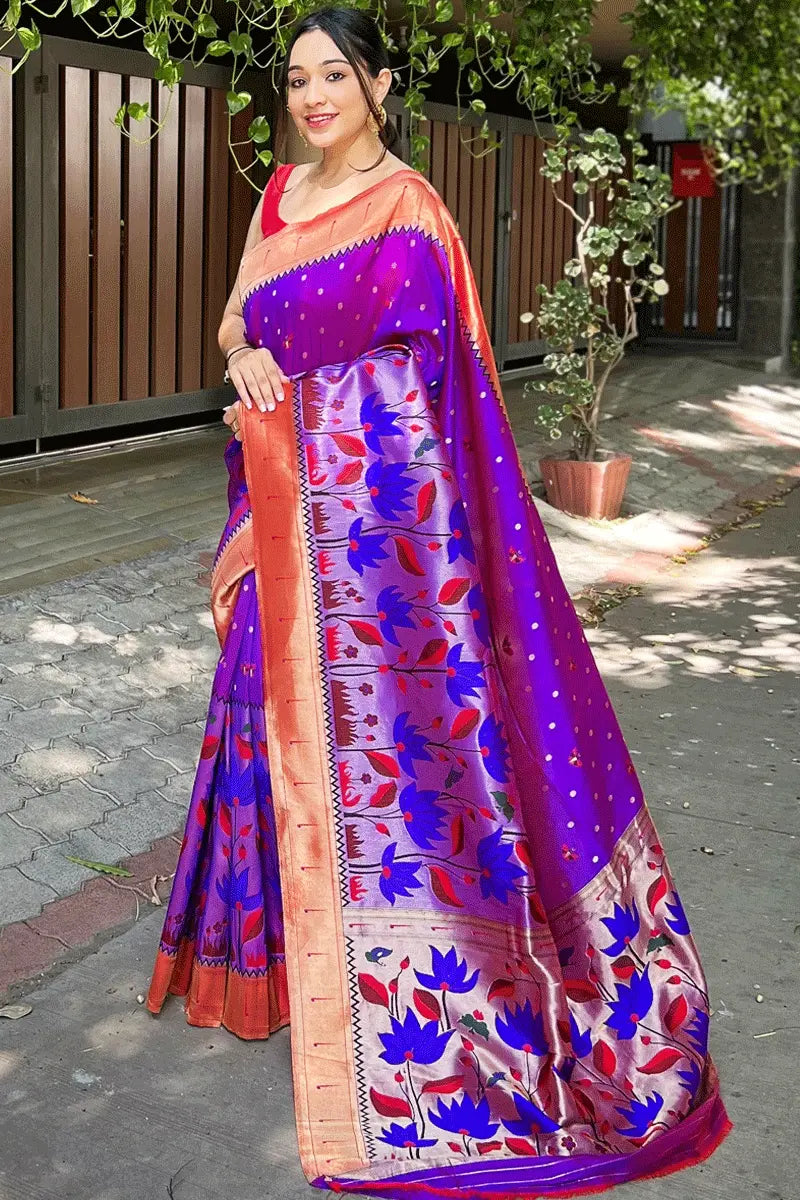 Purple Color Original Paithani Saree Price