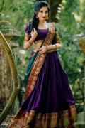 Purple Narayanpet Saree design