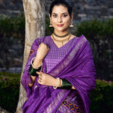Floral Print Purple Half Saree For Wedding