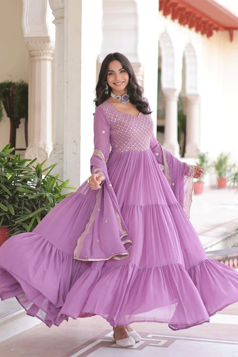 Purple Anarkali Gown for Sangeet