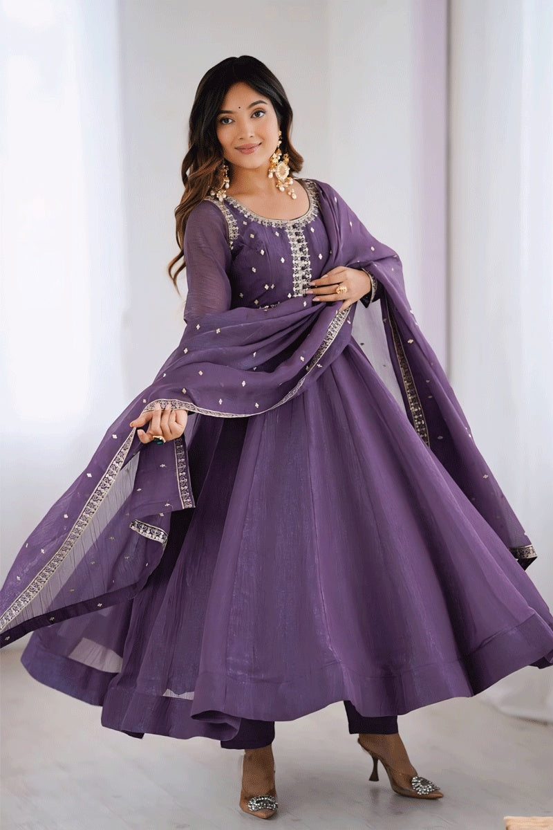 Purple Anarkali Suit