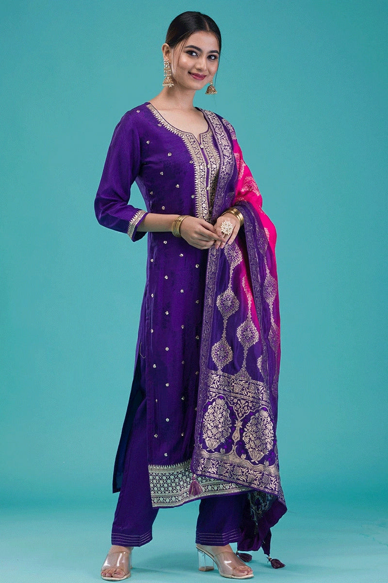 Purple colour dress for diwali