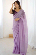 Purple ready-to-wear saree
