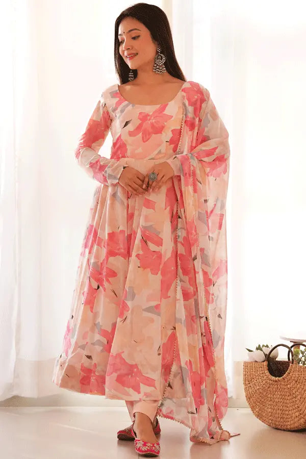 Raksha Bandhan Special Floral Anarkali Gown